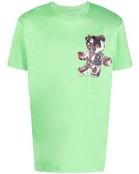 mintgrünes bedrucktes T-Shirt mit einem Rundhalsausschnitt von Philipp Plein