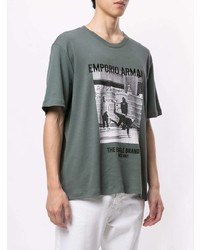 mintgrünes bedrucktes T-Shirt mit einem Rundhalsausschnitt von Emporio Armani