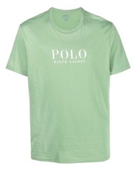 mintgrünes bedrucktes T-Shirt mit einem Rundhalsausschnitt von Polo Ralph Lauren