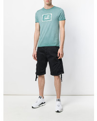 mintgrünes bedrucktes T-Shirt mit einem Rundhalsausschnitt von CP Company