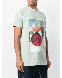 mintgrünes bedrucktes T-Shirt mit einem Rundhalsausschnitt von Cédric Charlier