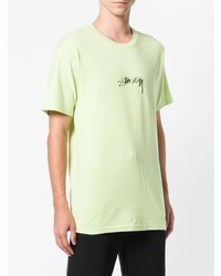 mintgrünes bedrucktes T-Shirt mit einem Rundhalsausschnitt von Stussy