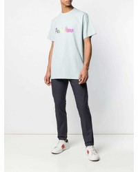 mintgrünes bedrucktes T-Shirt mit einem Rundhalsausschnitt von Paul Smith