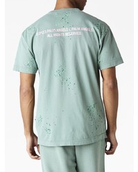 mintgrünes bedrucktes T-Shirt mit einem Rundhalsausschnitt von Palm Angels