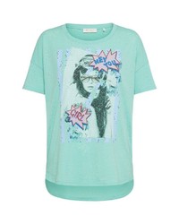 mintgrünes bedrucktes T-Shirt mit einem Rundhalsausschnitt von Rich & Royal