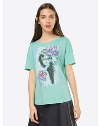 mintgrünes bedrucktes T-Shirt mit einem Rundhalsausschnitt von Rich & Royal