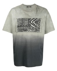 mintgrünes bedrucktes T-Shirt mit einem Rundhalsausschnitt von Roberto Cavalli