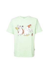 mintgrünes bedrucktes T-Shirt mit einem Rundhalsausschnitt von Sankuanz