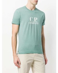 mintgrünes bedrucktes T-Shirt mit einem Rundhalsausschnitt von CP Company