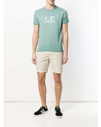 mintgrünes bedrucktes T-Shirt mit einem Rundhalsausschnitt von CP Company