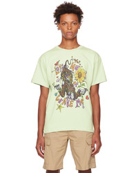mintgrünes bedrucktes T-Shirt mit einem Rundhalsausschnitt von Sky High Farm Workwear