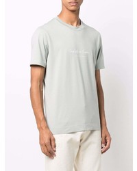 mintgrünes bedrucktes T-Shirt mit einem Rundhalsausschnitt von Brunello Cucinelli