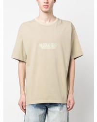 mintgrünes bedrucktes T-Shirt mit einem Rundhalsausschnitt von Enterprise Japan