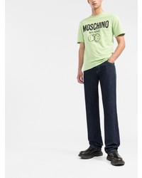 mintgrünes bedrucktes T-Shirt mit einem Rundhalsausschnitt von Moschino