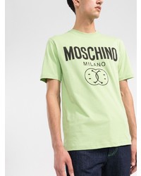 mintgrünes bedrucktes T-Shirt mit einem Rundhalsausschnitt von Moschino