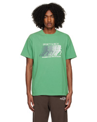mintgrünes bedrucktes T-Shirt mit einem Rundhalsausschnitt von Sporty & Rich
