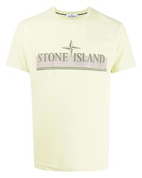 mintgrünes bedrucktes T-Shirt mit einem Rundhalsausschnitt von Stone Island