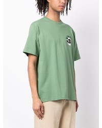 mintgrünes bedrucktes T-Shirt mit einem Rundhalsausschnitt von Stussy