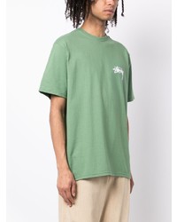 mintgrünes bedrucktes T-Shirt mit einem Rundhalsausschnitt von Stussy