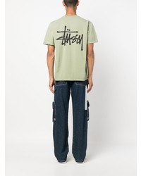 mintgrünes bedrucktes T-Shirt mit einem Rundhalsausschnitt von Stussy