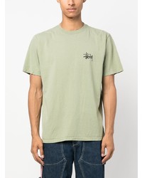 mintgrünes bedrucktes T-Shirt mit einem Rundhalsausschnitt von Stussy