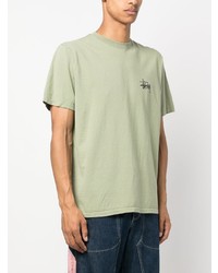 mintgrünes bedrucktes T-Shirt mit einem Rundhalsausschnitt von Stussy