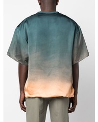 mintgrünes bedrucktes T-Shirt mit einem Rundhalsausschnitt von Jil Sander