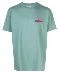 mintgrünes bedrucktes T-Shirt mit einem Rundhalsausschnitt von Supreme