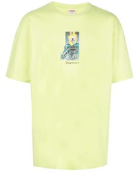 mintgrünes bedrucktes T-Shirt mit einem Rundhalsausschnitt von Supreme