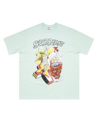 mintgrünes bedrucktes T-Shirt mit einem Rundhalsausschnitt von Supreme