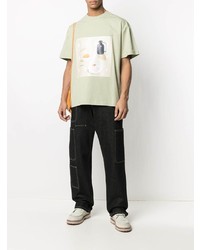 mintgrünes bedrucktes T-Shirt mit einem Rundhalsausschnitt von Jacquemus