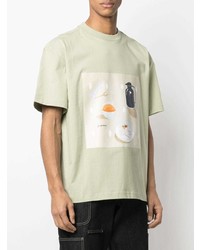 mintgrünes bedrucktes T-Shirt mit einem Rundhalsausschnitt von Jacquemus