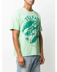 mintgrünes bedrucktes T-Shirt mit einem Rundhalsausschnitt von Telfar