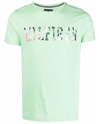 mintgrünes bedrucktes T-Shirt mit einem Rundhalsausschnitt von Tommy Hilfiger
