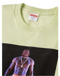 mintgrünes bedrucktes T-Shirt mit einem Rundhalsausschnitt von Supreme