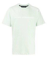 mintgrünes bedrucktes T-Shirt mit einem Rundhalsausschnitt von United Standard