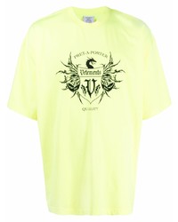 mintgrünes bedrucktes T-Shirt mit einem Rundhalsausschnitt von Vetements