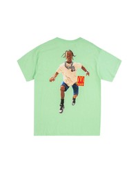 mintgrünes bedrucktes T-Shirt mit einem Rundhalsausschnitt von Travis Scott Astroworld