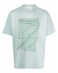 mintgrünes bedrucktes T-Shirt mit einem Rundhalsausschnitt von Zegna
