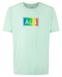 mintgrünes bedrucktes T-Shirt mit einem Rundhalsausschnitt von Àlg