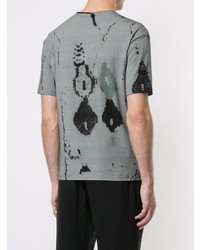 mintgrünes bedrucktes T-Shirt mit einem V-Ausschnitt von Giorgio Armani