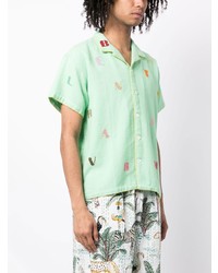 mintgrünes besticktes Kurzarmhemd von HARAGO