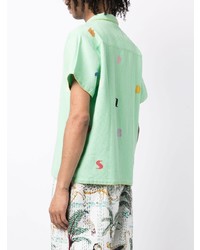 mintgrünes besticktes Kurzarmhemd von HARAGO