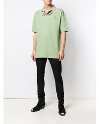 mintgrünes besticktes Polohemd von Raf Simons X Fred Perry