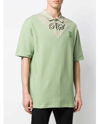 mintgrünes besticktes Polohemd von Raf Simons X Fred Perry