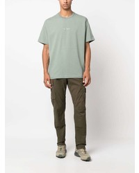 mintgrünes besticktes T-Shirt mit einem Rundhalsausschnitt von Stone Island