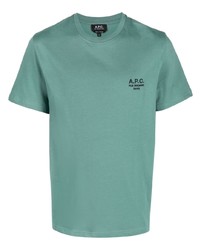mintgrünes besticktes T-Shirt mit einem Rundhalsausschnitt von A.P.C.