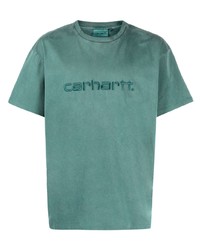 mintgrünes besticktes T-Shirt mit einem Rundhalsausschnitt von Carhartt WIP