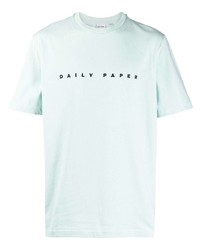 mintgrünes besticktes T-Shirt mit einem Rundhalsausschnitt von Daily Paper