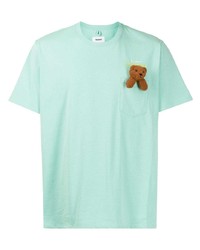 mintgrünes besticktes T-Shirt mit einem Rundhalsausschnitt von Doublet